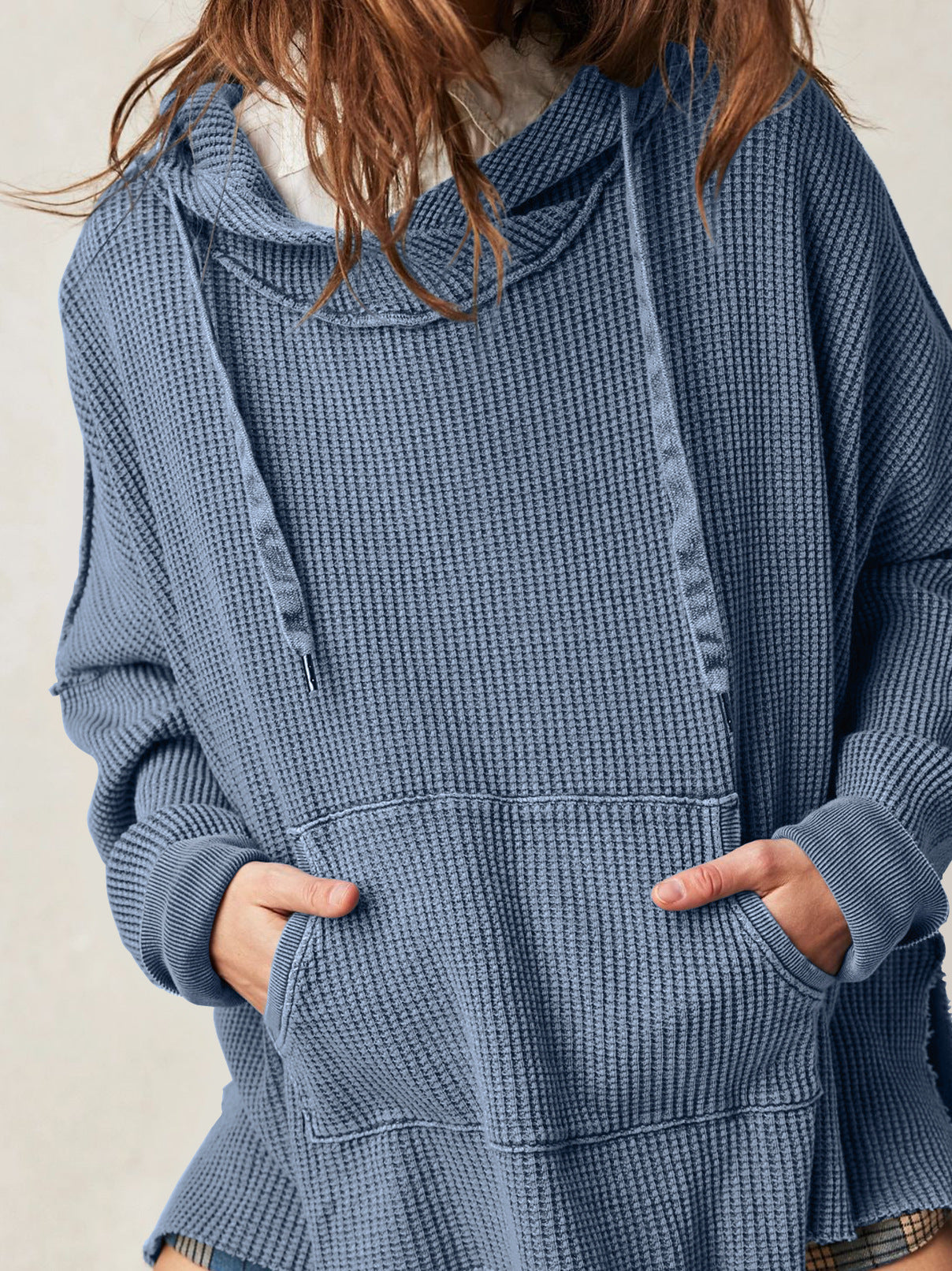 Morgan Oversized Waffle Knit Pullover Hoodie