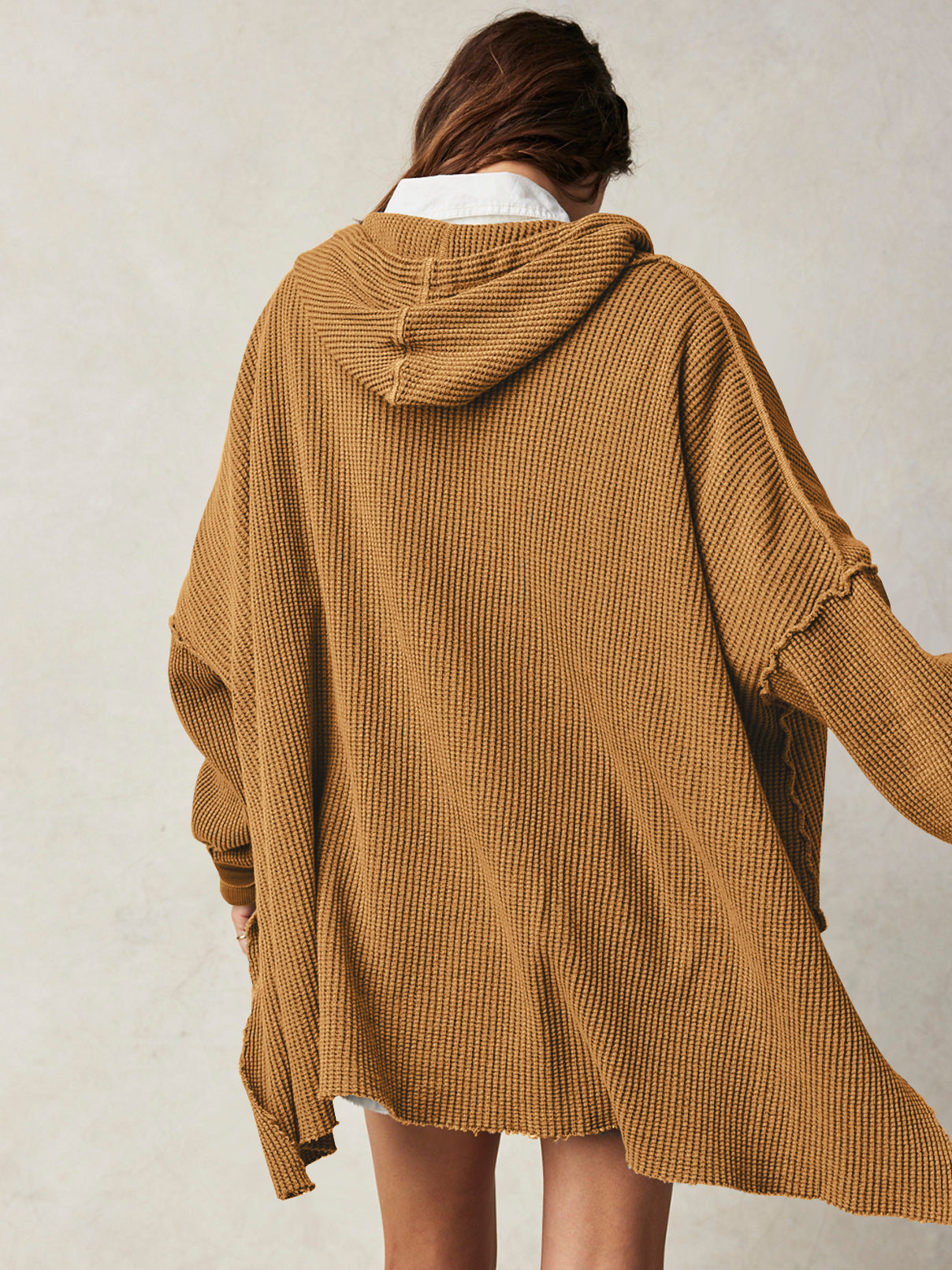 Morgan Oversized Waffle Knit Pullover Hoodie