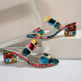 Ruby Gemstone Prism Block Sandals