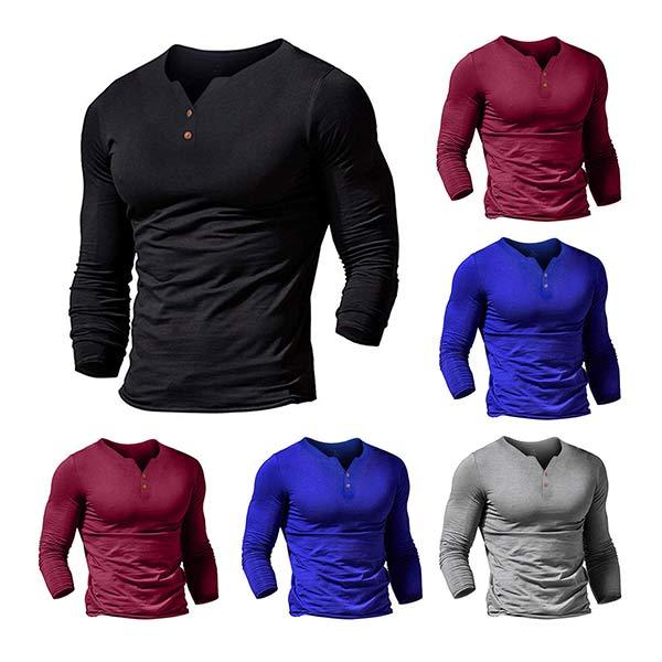 Reid Men's Long Sleeve Henley Shirt