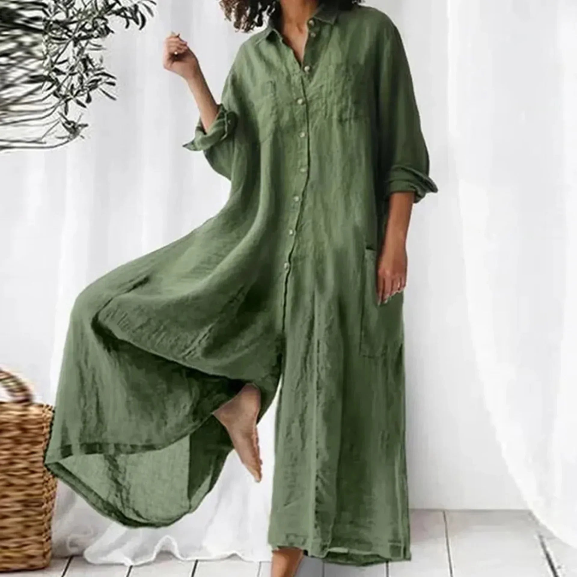 Elowen Wide-Leg Shirt Jumpsuit