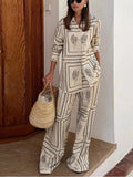 Palm Long Sleeve Geometric Resort Set