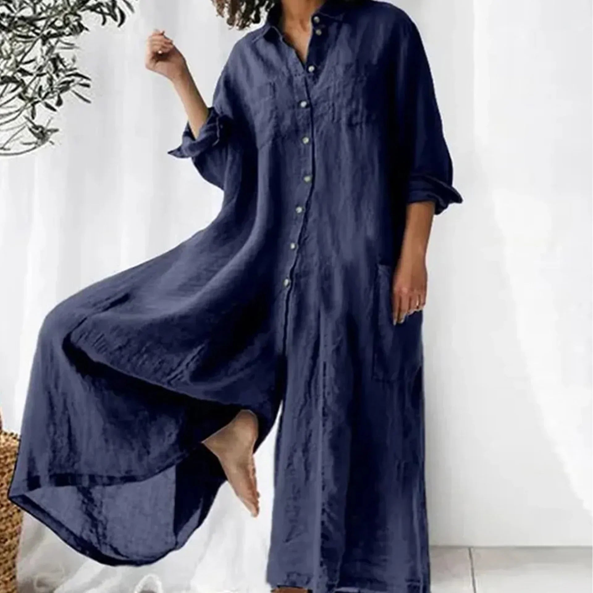 Elowen Wide-Leg Shirt Jumpsuit