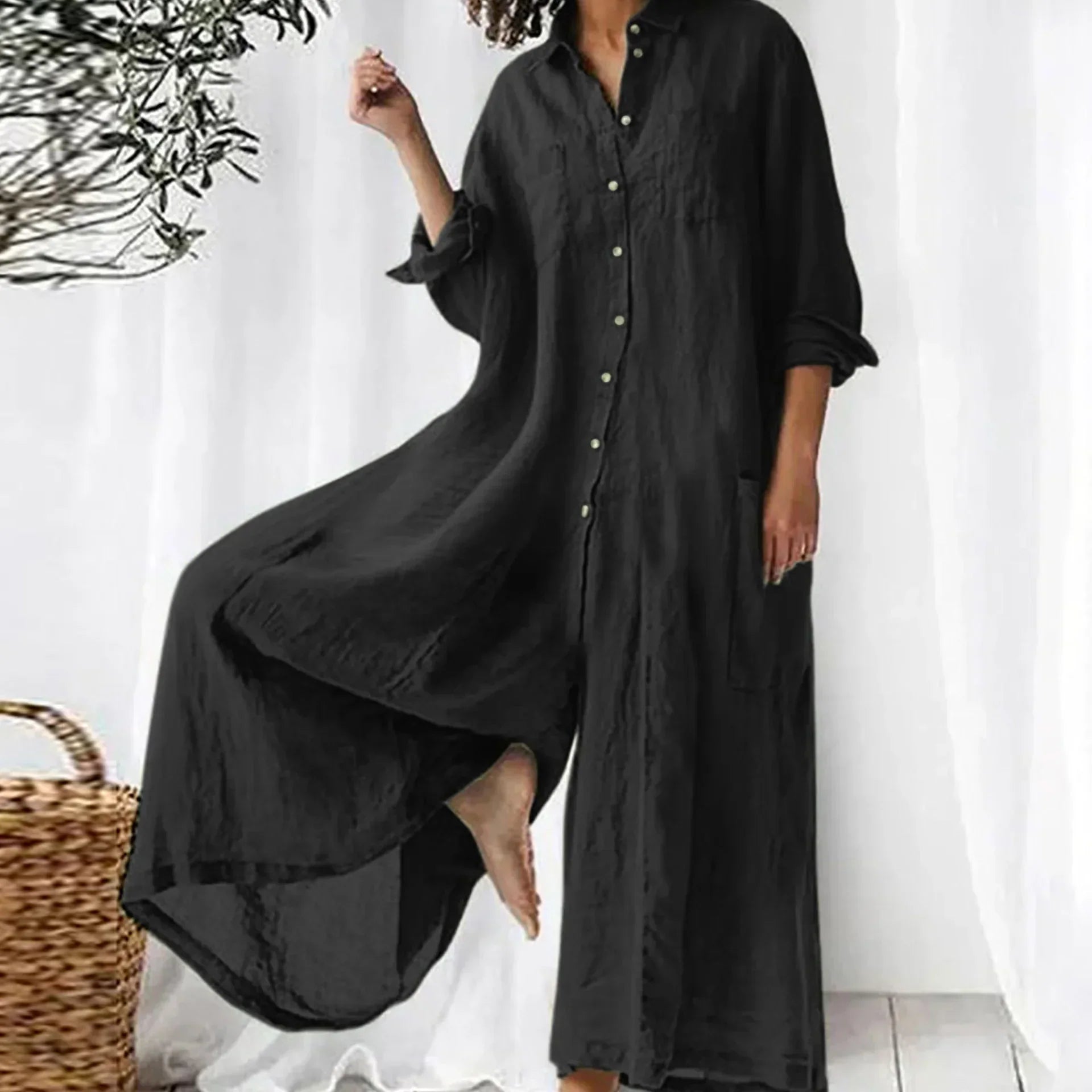 Elowen Wide-Leg Shirt Jumpsuit