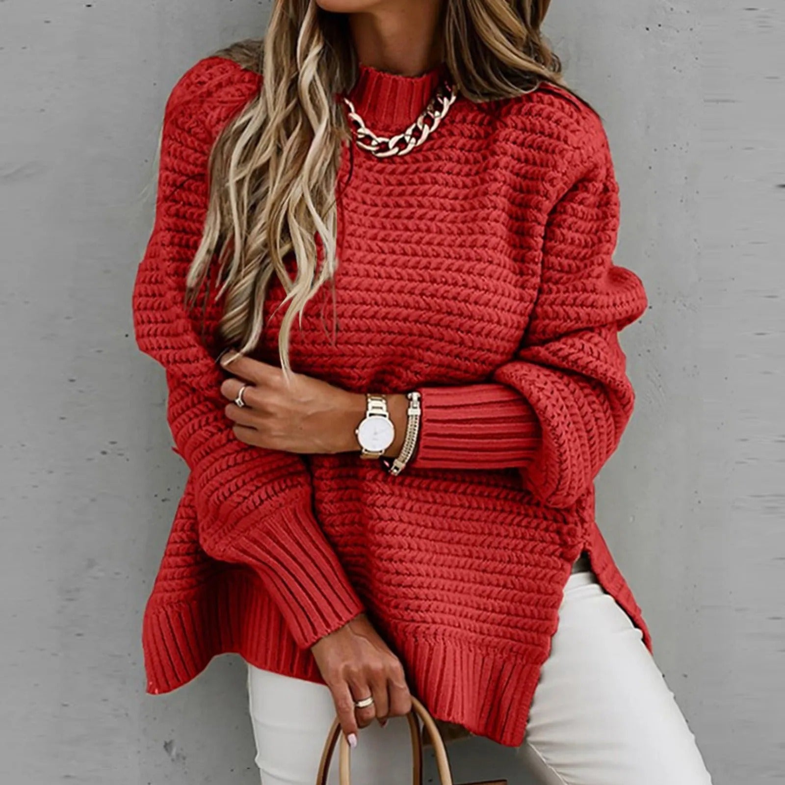 Poppy High Neck Chunky Knit Sweater