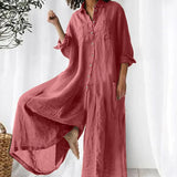 Elowen Wide-Leg Shirt Jumpsuit