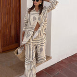 Palm Long Sleeve Geometric Resort Set