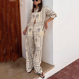 Palm Long Sleeve Geometric Resort Set