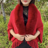 Stella Faux Fur Collar Knit Shawl